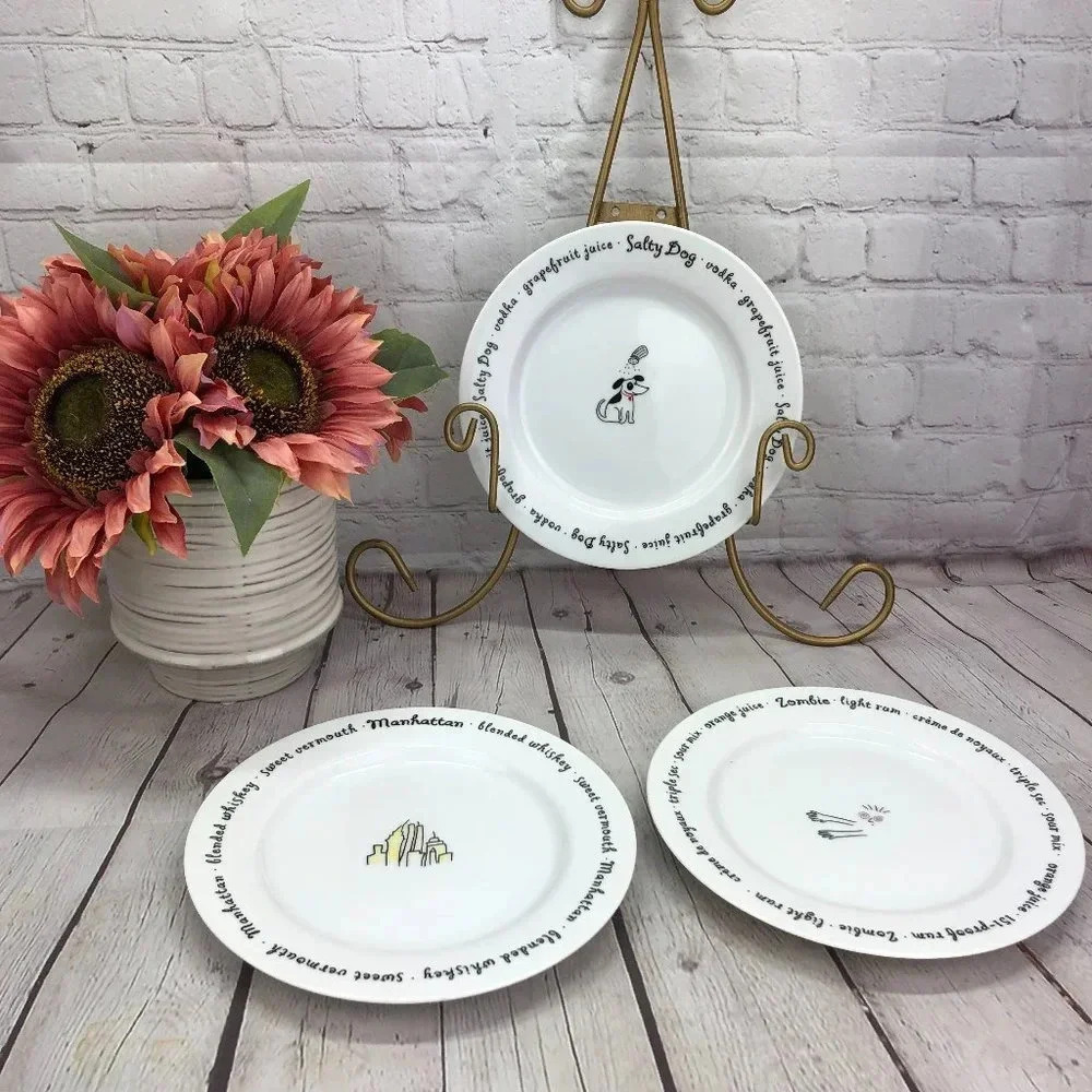pottery barn bar lingo plates set of 3